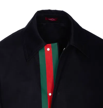 Gucci Signature Web Embossed Gabardine Jacket In Blue