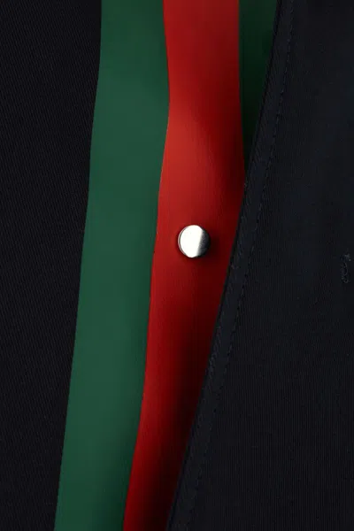 Gucci Signature Web Embossed Gabardine Jacket In Blue