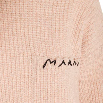 Marni Ribbed Knit Crewneck Dropped Shoulders In Neutral