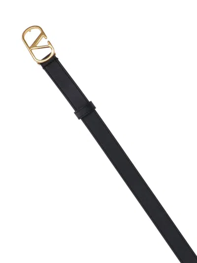 Valentino Belts Adjustable Length Gold-tone Buckle In Black
