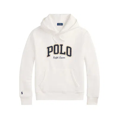 Ralph Lauren The Rl Fleece Western-logo Hoodie In White