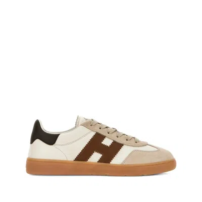 Hogan Cool Smooth And Suede Leather Sneakers Shoes In Gold