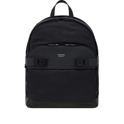 Ferragamo Nylon Backpack In Black
