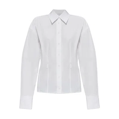 Attico Fitted Waistline Poplin Shirt In White