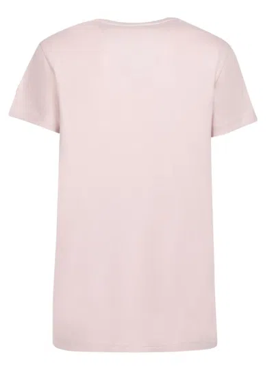 Moncler Pink T-shirt With Embroidered Logo On The Front And Logo Patch On The Sleeve In Cotton Woman In Pink
