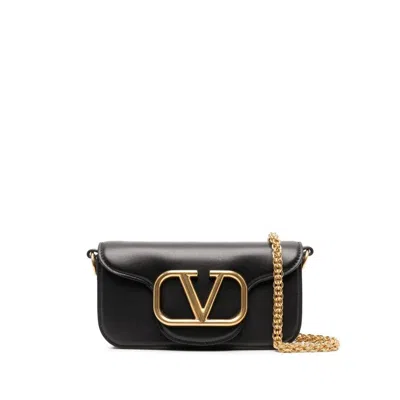 Valentino Vlogo Loco Small Leather Shoulder Bag In Black