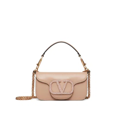 Valentino Loco Small Vlogo Lambskin Shoulder Bag In Neutral