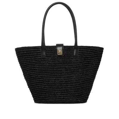 Anine Bing Black Lou Monogram Tote