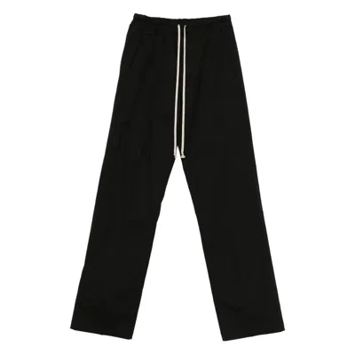 Rick Owens Relaxed Fit Black Trousers With Drawstring Waistband In Black