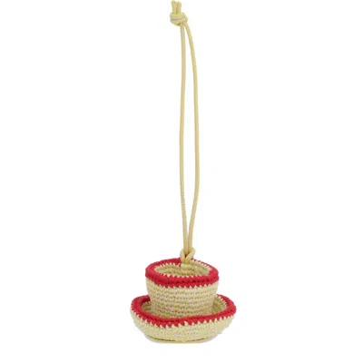 Jw Anderson Teacup Crochet Bag Charm In Neutral