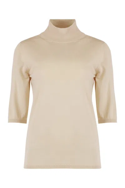 Max Mara Cecina Virgin Wool Turtleneck Sweater In Neutral