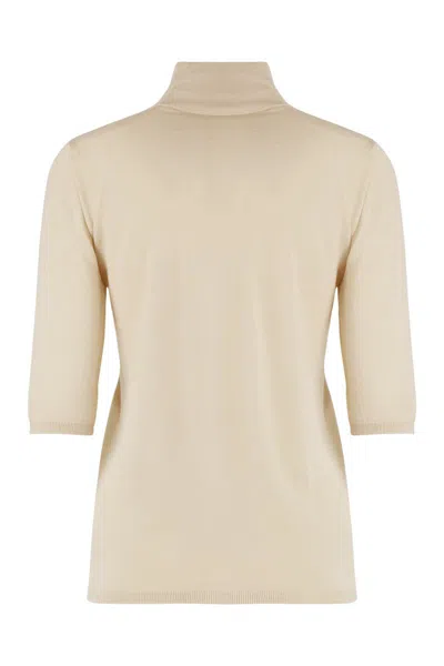 Max Mara Cecina Virgin Wool Turtleneck Sweater In Neutral