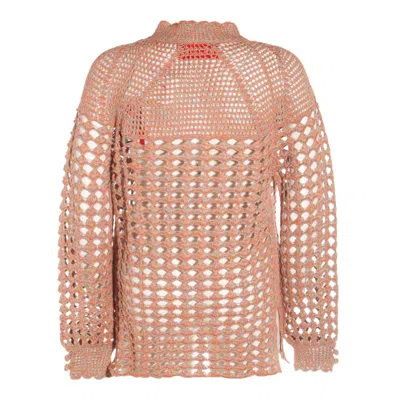 Valentino Openwork Sweater In Linen Blend In Nude
