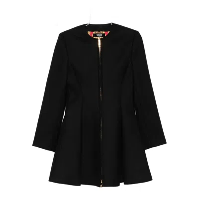 Versace Wool Coat In Black