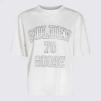 Golden Goose White And Black Linen T-shirt
