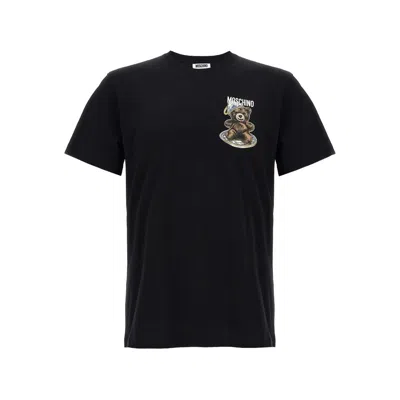Moschino Black Cotton T-shirt With Bear Print In Black