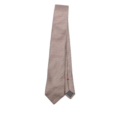Brunello Cucinelli Herringbone Silk Tie In Neutral