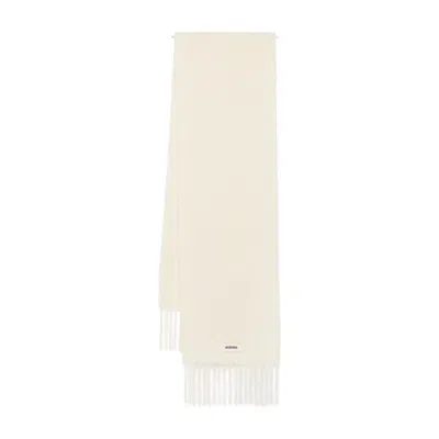 Jacquemus White Mohair Wool Scarves In Neutral