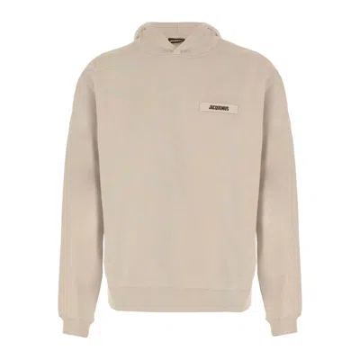 Jacquemus Ribbed Hooded Sweater Featuring Gros Grain In Gray