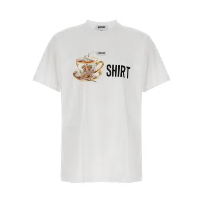 Moschino Crew Neck Graphic Print Short Sleeves In White