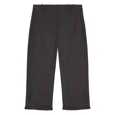 Ganni Pinstriped Trousers - Women's - Fabric In Black
