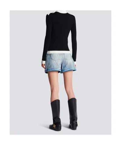 Balmain Zipped Turtleneck Knit Cardigan Clothing In Black
