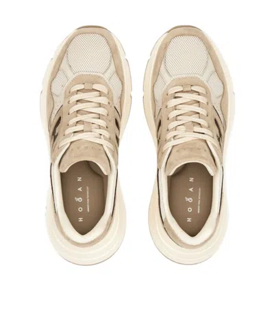 Hogan Hi-fi Suede And Mesh Sneakers Shoes In Neutral