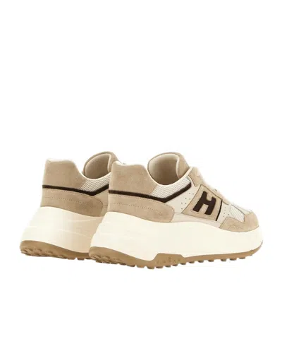 Hogan Hi-fi Suede And Mesh Sneakers Shoes In Neutral