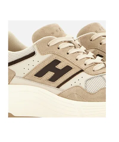 Hogan Hi-fi Suede And Mesh Sneakers Shoes In Neutral