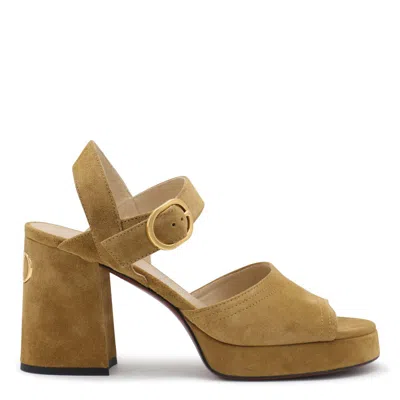 Valentino Garavani Fawcette Platform Crust Leather Sandal 100mm Woman Havana Beige 40