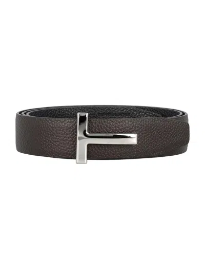 Tom Ford Brown Reversible Buckle Belt In Brown