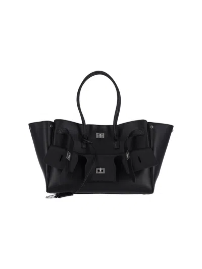 Balenciaga Medium Leather Bel Air Carry All Tote Bag In Black