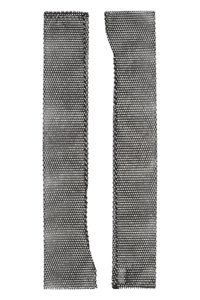 Santa Brands Rhinestone Mesh Metallic Armwarmer In Gray