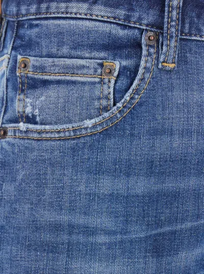 Dsquared2 Blue Jeans With Ripped Details And Logo Patch On The Rear In Denim Man In Blue