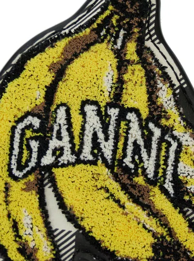 Ganni Multicolor Banana Shaped Keyring With Logo Lettering On The Front In Leather And Tech Fabric Woman
