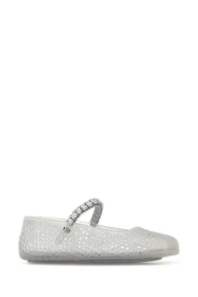 Jimmy Choo The Jelly Transparent Ballet Flats With Crystals Women In White
