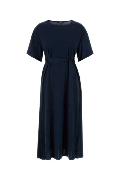 Weekend Max Mara Stretch Nylon Blend Jordan Dress With Belted Waist In Blue