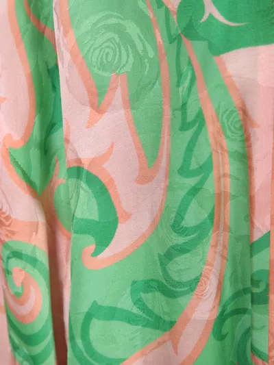 Etro Silk Kimono Jacket In Green And Pink In Pink