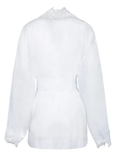 Ermanno Scervino White Lace And Linen Kimono