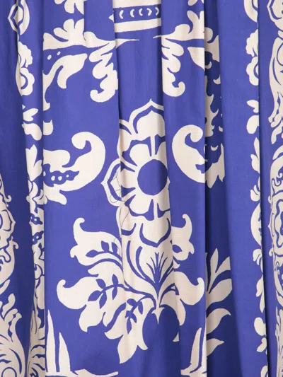 Etro Blue-white Paisley Midi Skirt In Multi