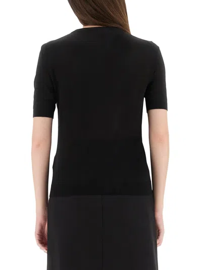 Versace Logo Knit T-shirt In Black