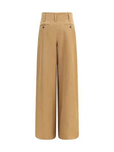 Chloé High-rise Wide-leg Pants In Cotton Canvas In Brown