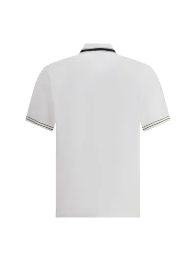 Ferragamo Striped Collar Cotton Polo Shirt In White