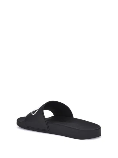 Balenciaga X Scholl Logo Pool Slides In Black