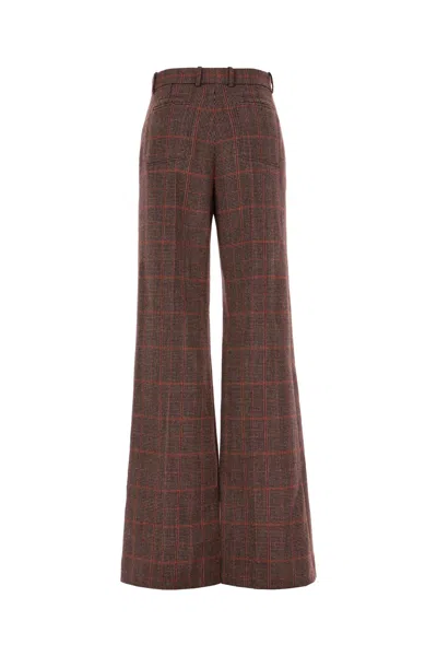 Chloé Wool Check High-rise Flared Pants