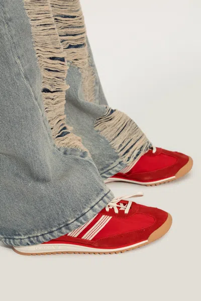 Adidas Originals Sl 72 Crochet-trimmed Shell And Suede Sneakers