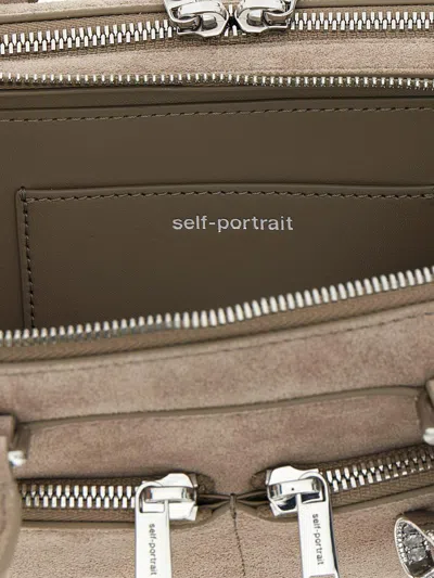 Self-portrait 'tan Suede Baguette With Charm' Shoulder Bag