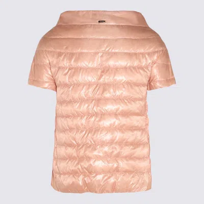 Herno Puffer Jackets With Short Sleeves And High Collar In Pink