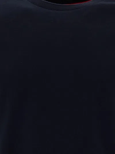 Thom Browne Blue T-shirt With Logo Patch In Stretch Wool Man In Blue