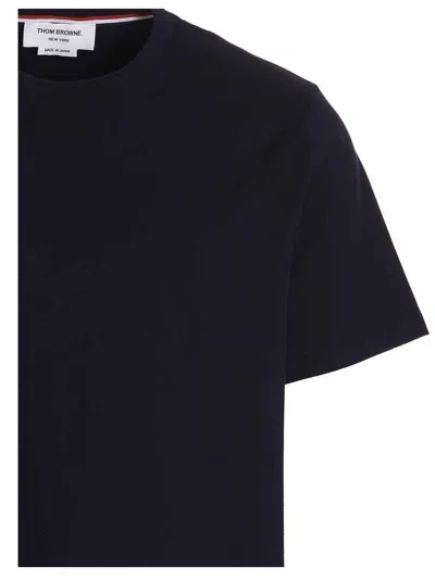 Thom Browne Blue T-shirt With Logo Patch In Stretch Wool Man In Blue